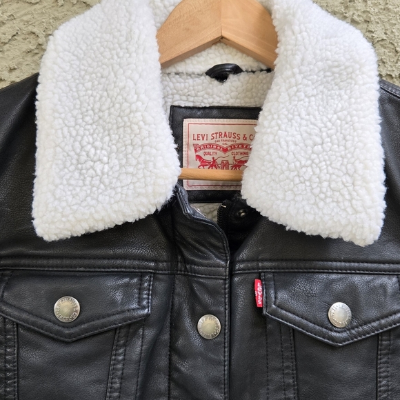 Levis Faux Leather Sherpa Lined Jacket - Picture 7 of 13